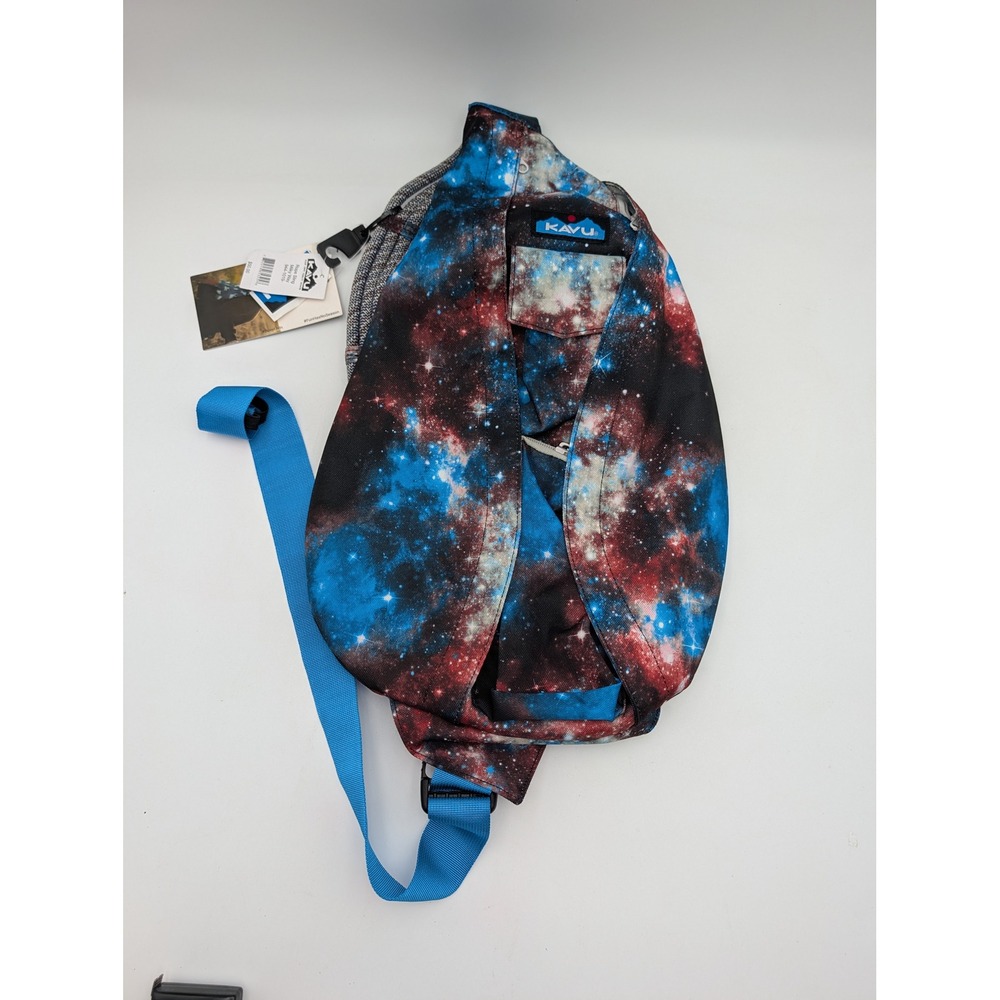 KAVU Rope Sling Bag Milky Way Galaxy Print Blue Red Black